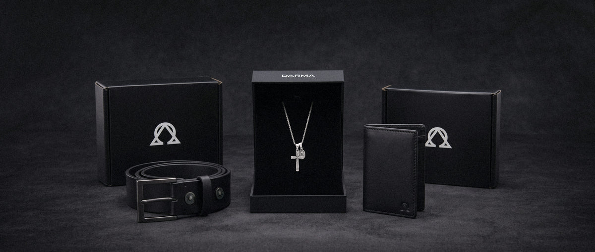 DARMA gift boxes with the Virtus Belt, the Pax Cross and the Nexus Wallet