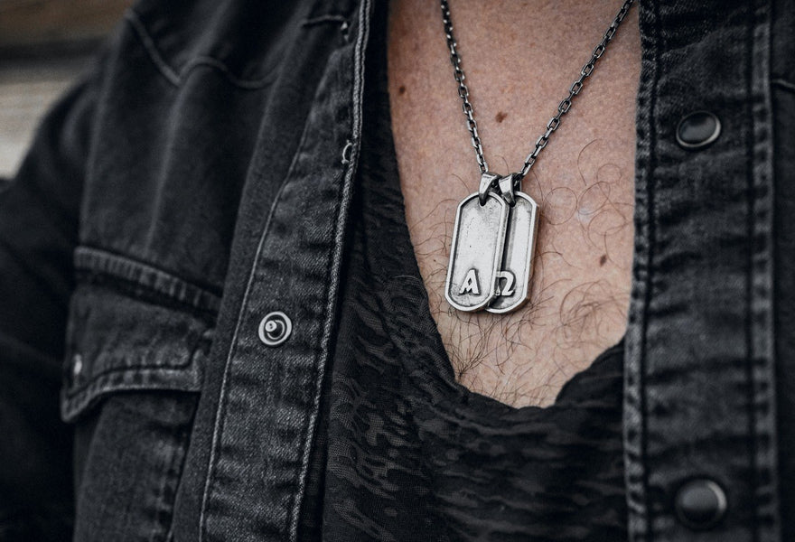 Primis Finis dog tags in 925 sterling silver.