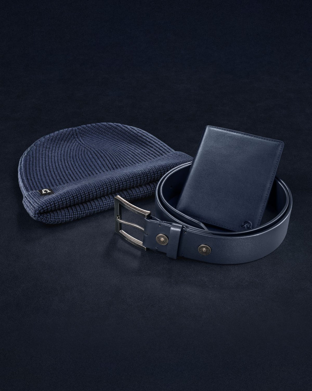 DARMA beanie, belt and wallet in Abyss